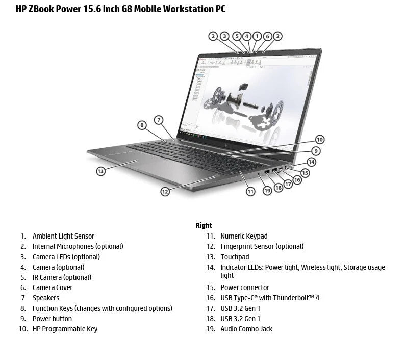HP-zertifiziertes, generalüberholtes Zbook Power G8 15,6" Touch-i7 2TB SSD Win11 Pro (Generalüberholt)